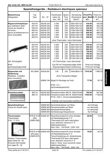 Preisliste - Star Unity AG