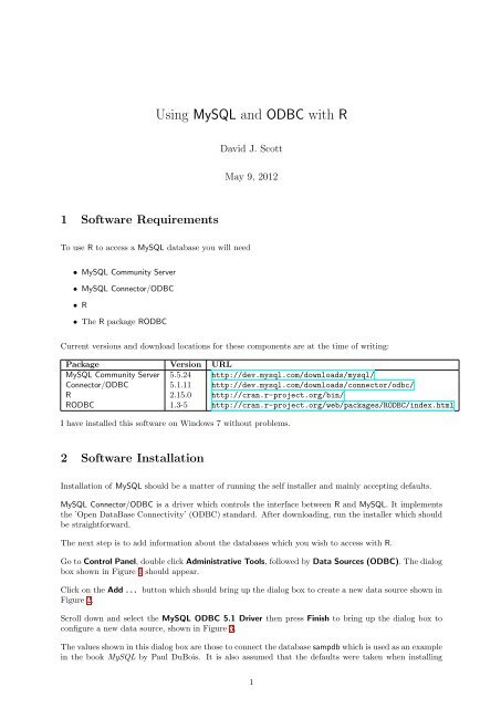 Using MySQL and ODBC with R