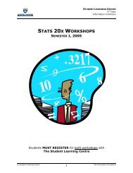 STATS 20X WORKSHOPS - Department of Statistics - The University ...