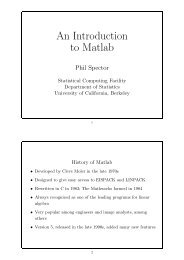 An Introduction to Matlab - UC Berkeley Statistics - University of ...
