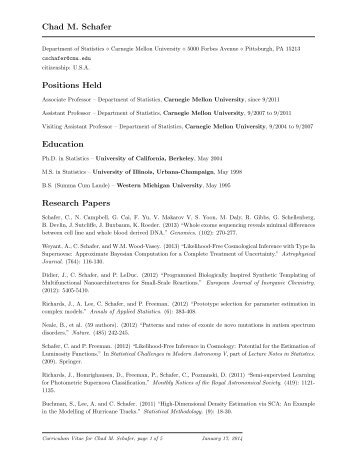 My CV in .pdf format - Department of Statistics - Carnegie Mellon ...