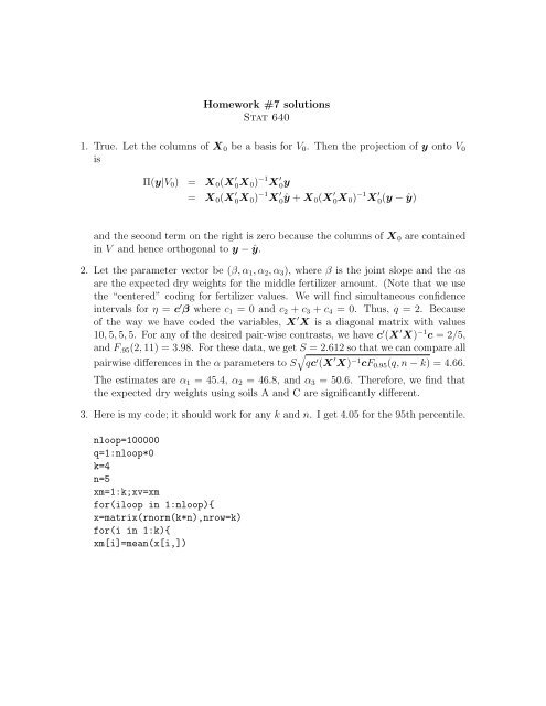 Answers to Homework #7 - Statistics