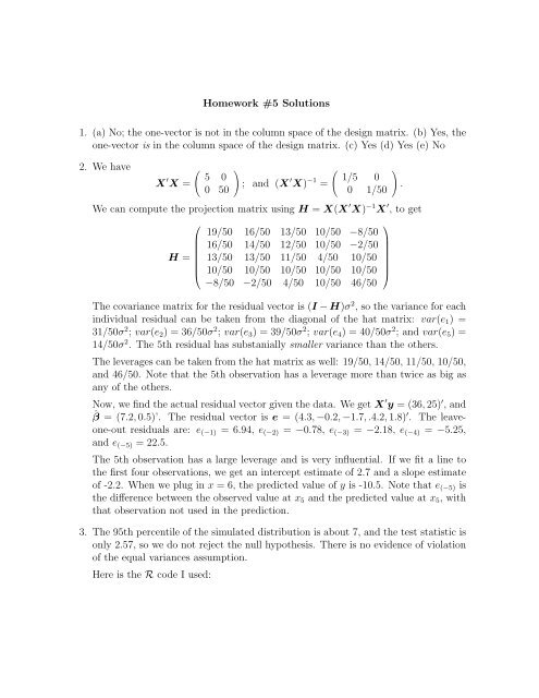 Answers to Homework #5 - Statistics