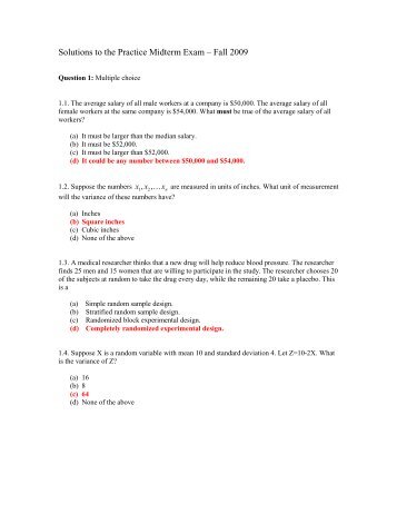 Solutions to the Practice Midterm Exam â Fall 2009