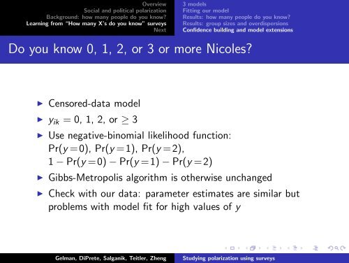 How many X's do you know'' surveys - Columbia University