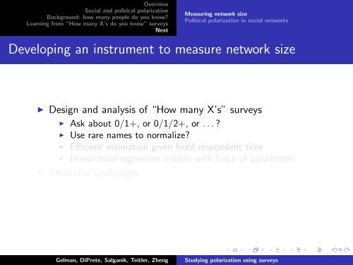 How many X's do you know'' surveys - Columbia University