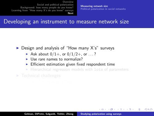 How many X's do you know'' surveys - Columbia University