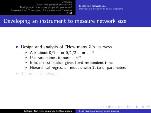 How many X's do you know'' surveys - Columbia University