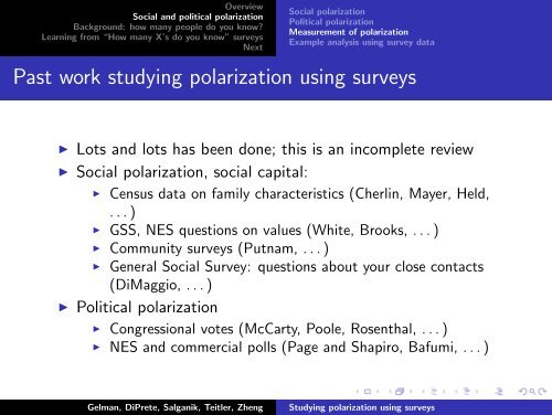 How many X's do you know'' surveys - Columbia University