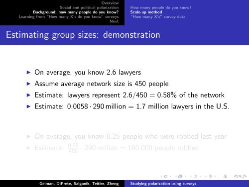 How many X's do you know'' surveys - Columbia University