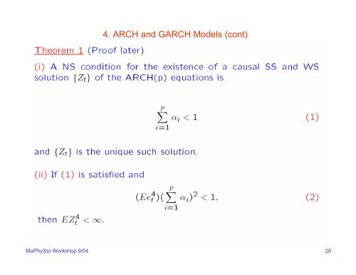 Lectures for Part II: Time Series Models in Finance