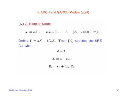 Lectures for Part II: Time Series Models in Finance