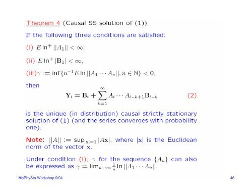 Lectures for Part II: Time Series Models in Finance