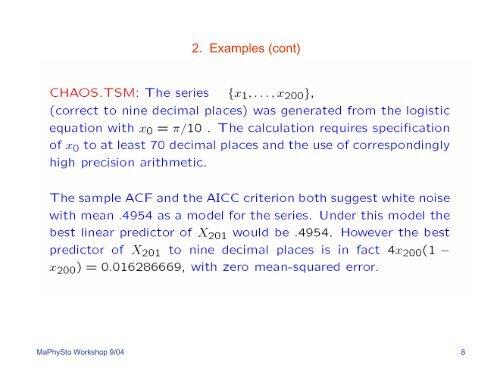 Lectures for Part II: Time Series Models in Finance