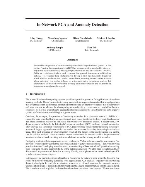 In-Network PCA and Anomaly Detection