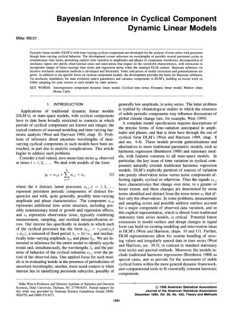 Bayesian Inference in Cyclical Component Dynamic Linear Models
