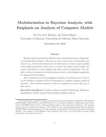 Modularization in Bayesian Analysis, with Emphasis on Analysis of ...