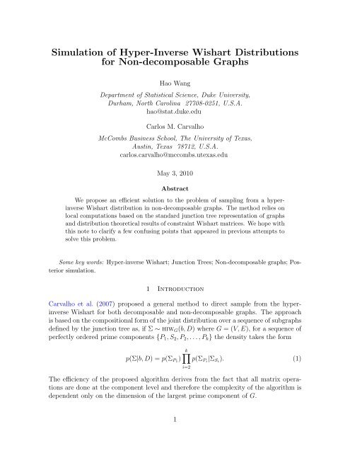 Simulation of Hyper-Inverse Wishart Distributions for Non ...