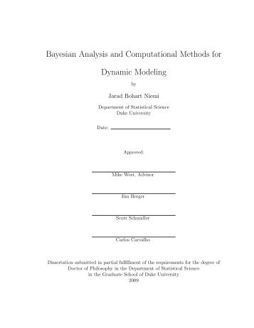 Bayesian Analysis and Computational Methods for Dynamic Modeling