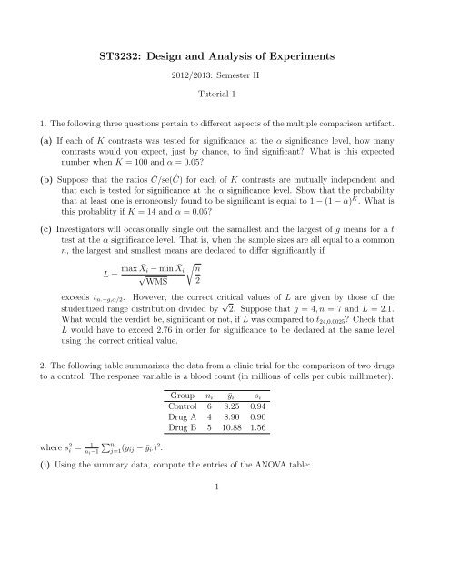 Tutorial 1 - The Department of Statistics and Applied Probability, NUS