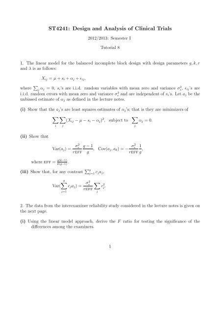 ST4241: Design and Analysis of Clinical Trials