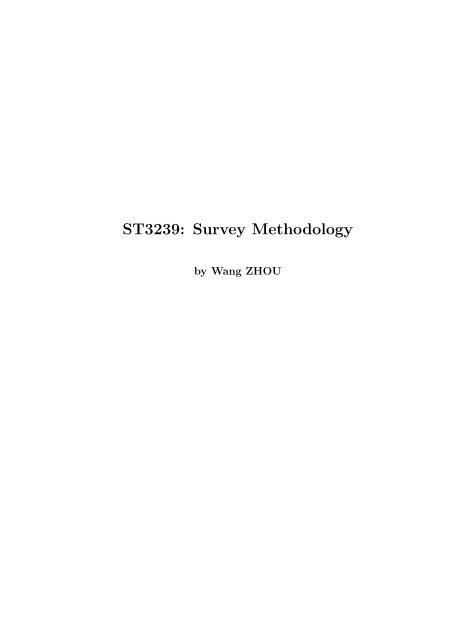 ST3239: Survey Methodology - The Department of Statistics and ...