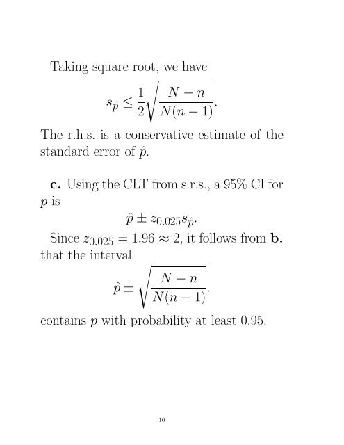 TUTORIAL 2 SOLUTIONS #7.7.11 Consider a population of size four ...