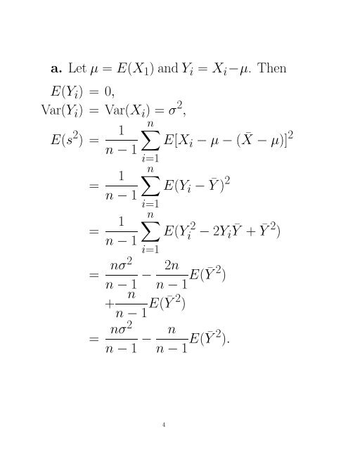 TUTORIAL 2 SOLUTIONS #7.7.11 Consider a population of size four ...