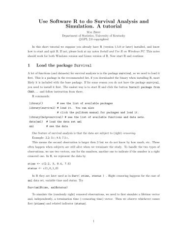 Use Software R to do Survival Analysis and - The Department of ...