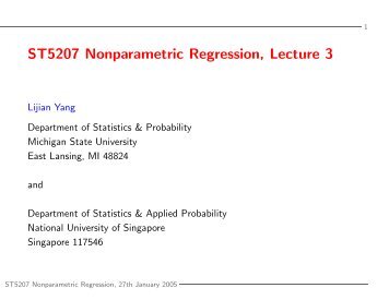 Lecture3 Slide - The Department of Statistics and Applied Probability ...