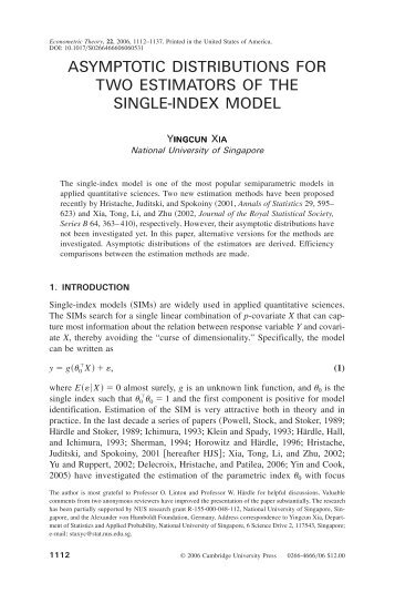 asymptotic distributions for two estimators of the single-index model