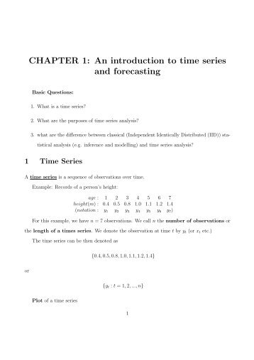 CHAPTER 1: An introduction to time series and forecasting