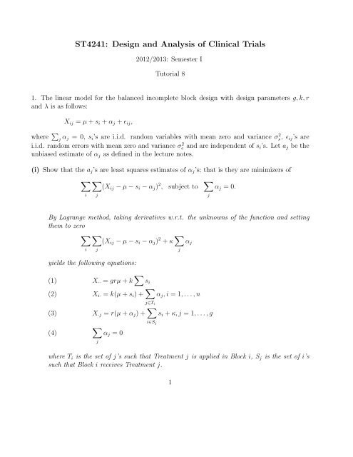 ST4241: Design and Analysis of Clinical Trials - The Department of ...