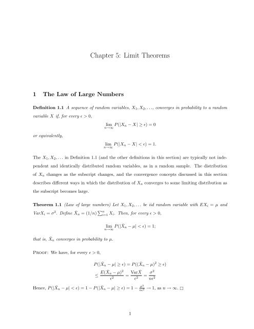 Chapter 5: Limit Theorems