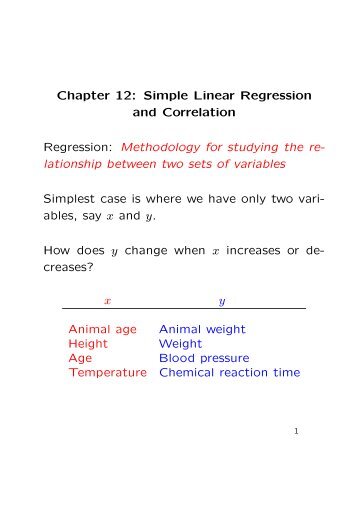 Chapter 12: Simple Linear Regression and Correlation Regression ...