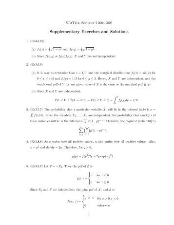 Supplementary Exercises and Solutions