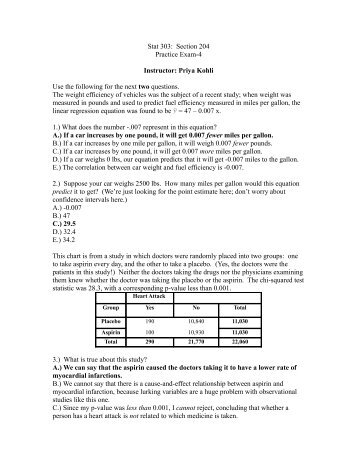 Practice-Exam 4 with Key - Department of Statistics