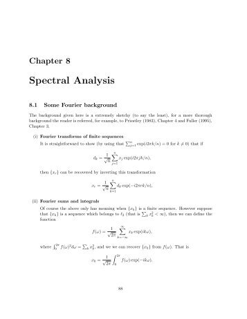 Spectral Analysis for Time Series (Chapter 8)