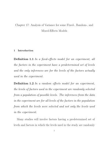 Analysis of Variance for some Fixed-, Random-, and Mixed-Effects ...