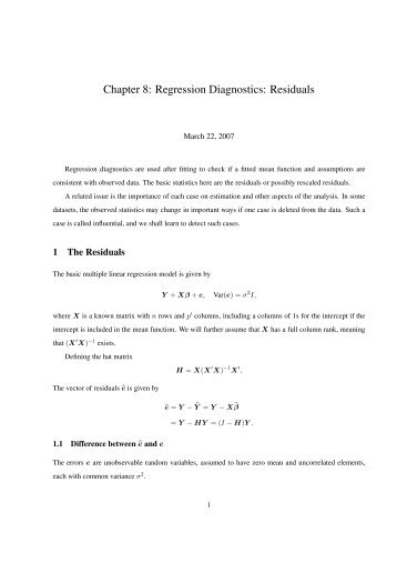 Chapter 8: Regression Diagnostics: Residuals