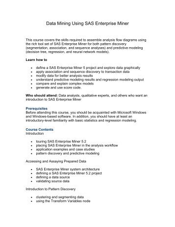 Data Mining Using SAS Enterprise Miner