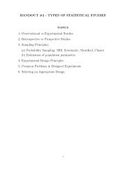 HANDOUT #2 - TYPES OF STATISTICAL STUDIES 1. Ovservational ...