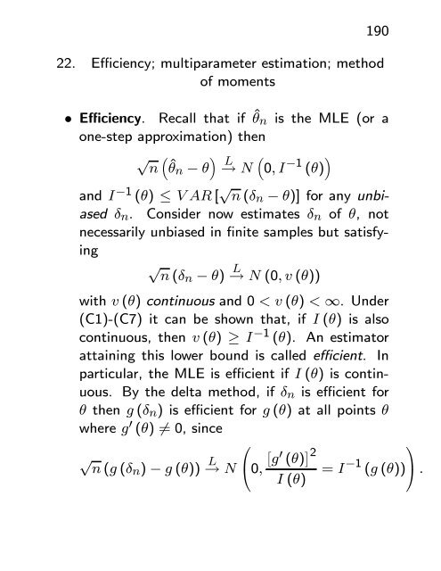 Asymptotic Methods in Statistical Inference - Statistics Centre