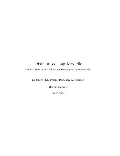 Distributed Lag Modelle