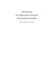 Handreichung zur Mathematikvorlesung für Wirtschaftswissenschaftler