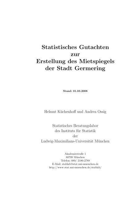 Statistisches Gutachten zur Erstellung des Mietspiegels der Stadt ...