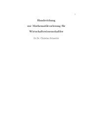 Handreichung zur Mathematikvorlesung für Wirtschaftswissenschaftler