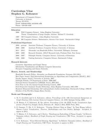 Curriculum Vitae Stephen G. Kobourov -  University of Arizona