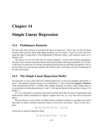 Chapter 14 Simple Linear Regression - Department of Statistics