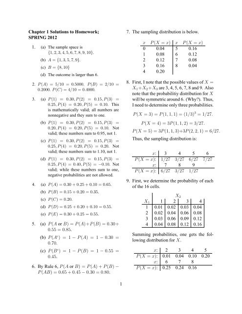 solutions to homework exercises